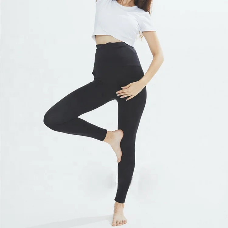 

Supportive waist band pregnancy sport wear gym maternity yoga leggings, Black or custom