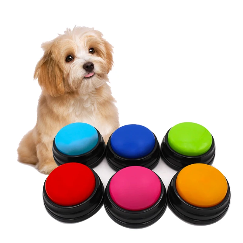 

Dog communication talking buttons and recordable message buttons for training., Pink, bule, green and yellow