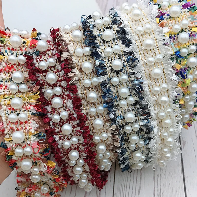 

Pearl beaded small fragrance suit webbing lace accessories garment skirt