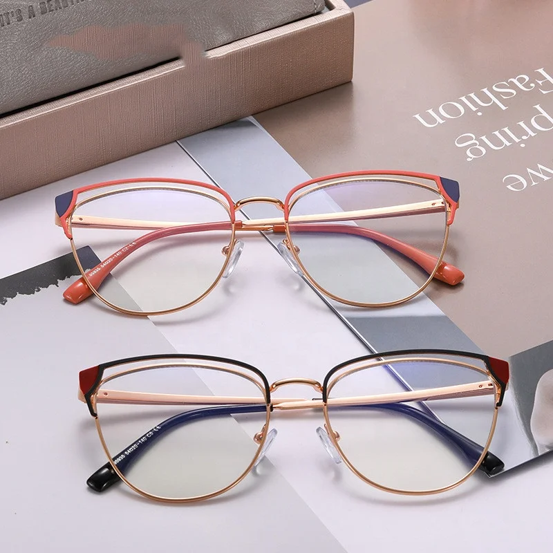 

Jiuling Eyewear custom high end blue light blocking optical oculos retro women cat eye metal frame eyeglasses frames 2022