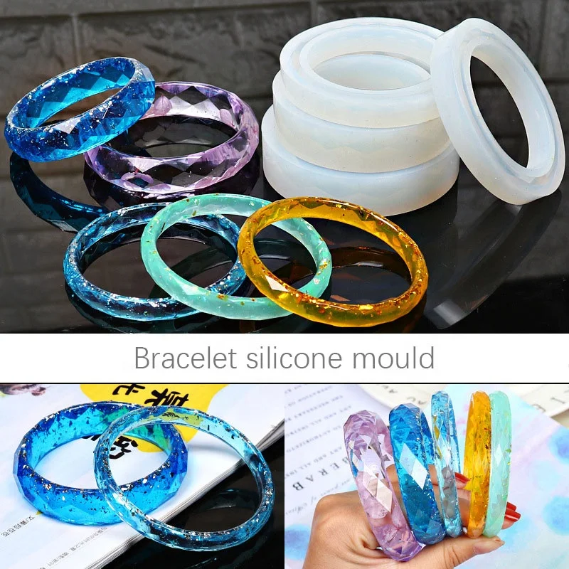 

Round Silicone Mold Casting Mould DIY Bangle Jewelry Tool Kit For resin Bracelet Crystal Epoxy Thin Face Wide Face Rhombus, Clear