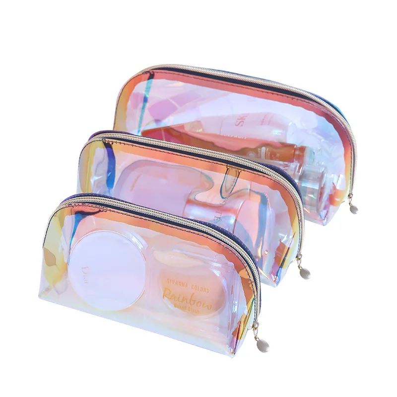 

GS008 New Tpu Laser Waterproof Colorful Beauty Bag Clear Zipper Women Cosmetic Storage Bags
