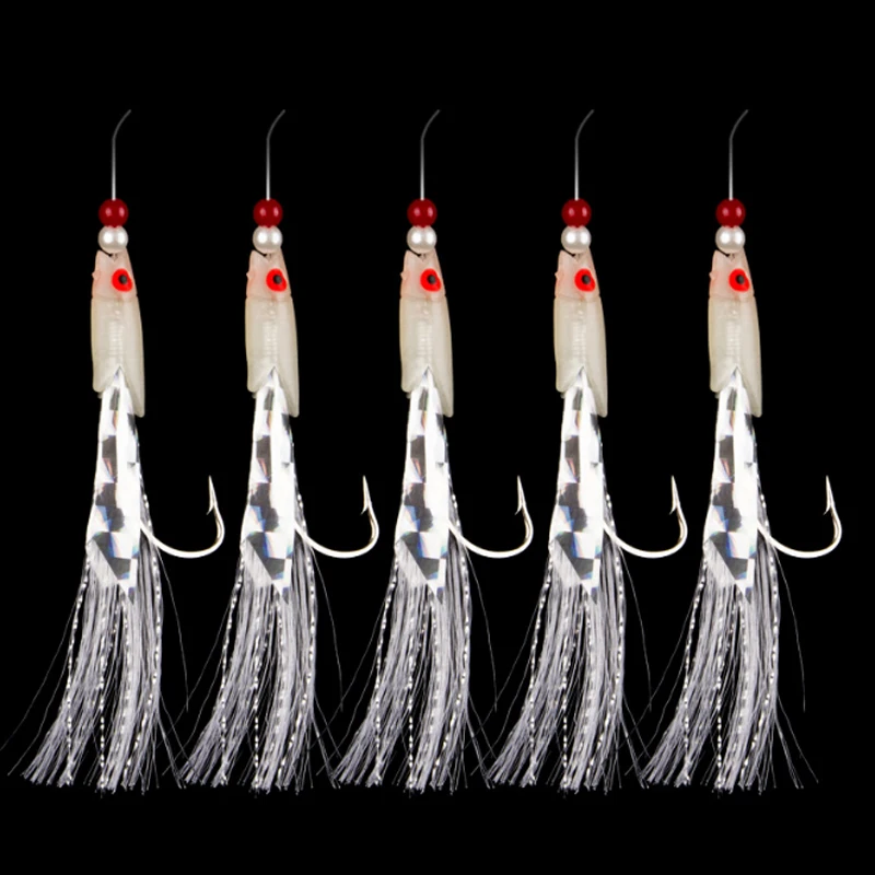 

3/0 Luminous 5 Hooks Fishing Hook Rigs, Luminous pink