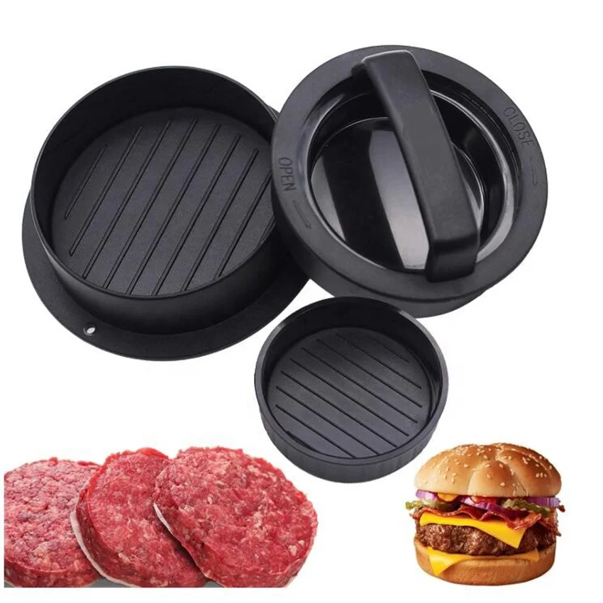 

Cutlets Hamburger Meat Beef Grill Burger Press Patty Maker Mold Non-Stick Chef Combined Meat Press Kitchen Accessories Cooking, Black