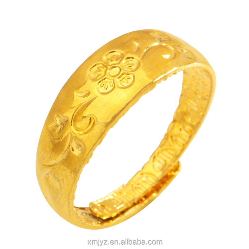 

New Style Brass Gold-Plated Ring Women Plum Blossom Opening Simple Ring Women Personality Ring Straight Hair