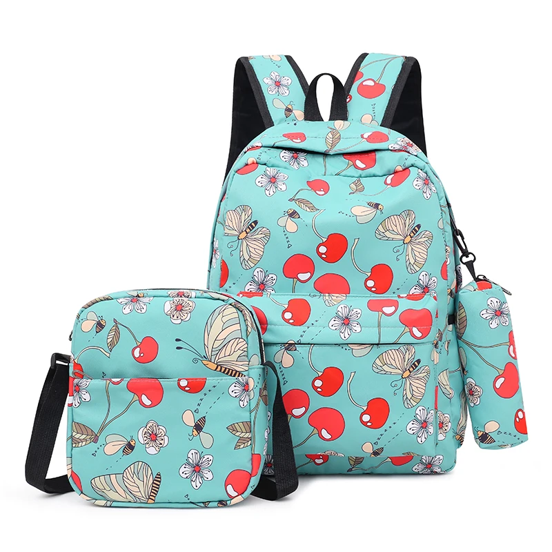 

High quality waterproof printed college bags 3 in 1 set trendy unisex backpack