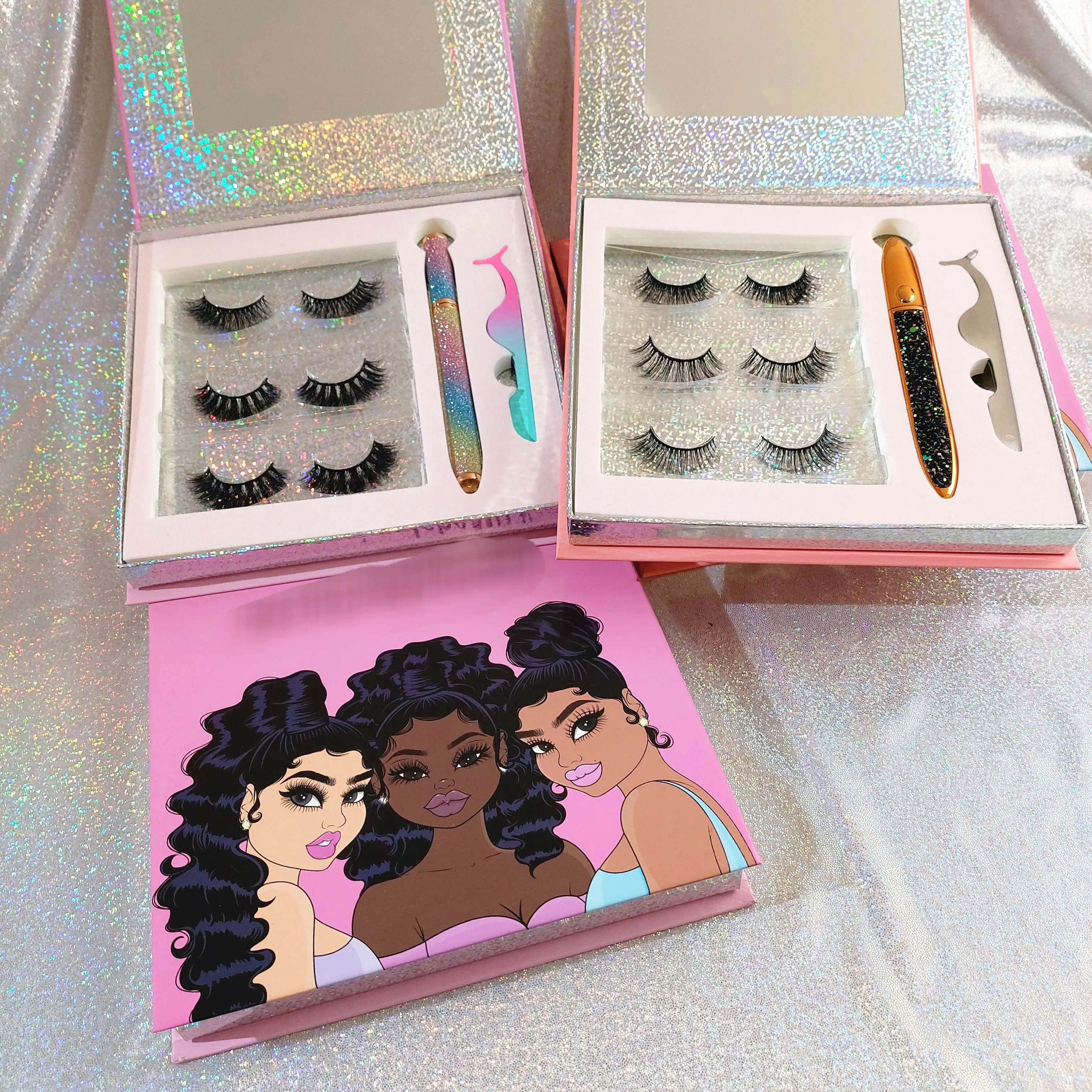 

faux mink eyelash vendor customized boxes false eyelashes faux mink soft gel pencil eyeliner private label with packaging