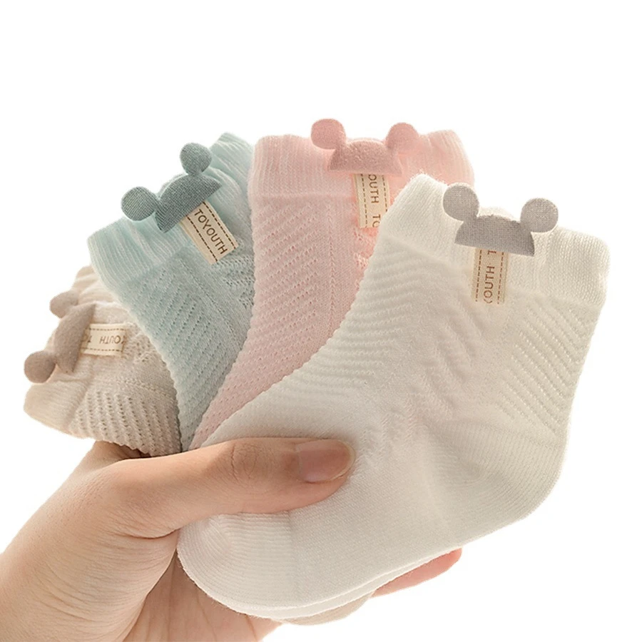 

Newborn baby socks 2022 mesh breathable winter cotton cartoon cute cozy animal infant short tabi comfy solid color toddlers sock