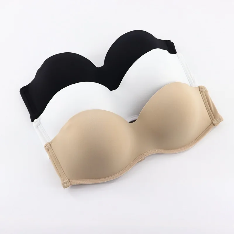 

2021 wholesale women Backless Strapless Bras Push Up Padded Bra Half Cup Seamless Bra