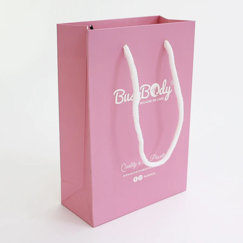 

Custom Logo Printed Matte Finish Pink Paper Shopping Bag Cardboard Paper Bags
