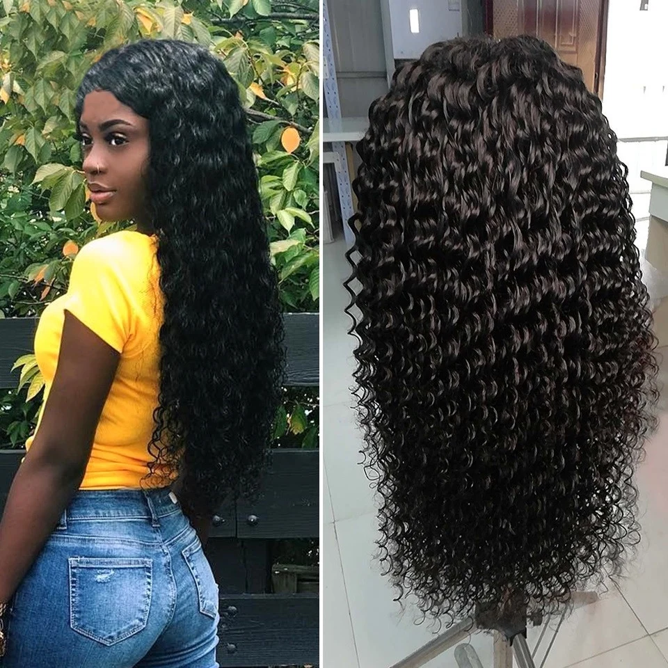 

wholesale brazilian 13x4 lace front human hair wigs pre plucked with baby hair deep wave 150% density water curly bob wigs