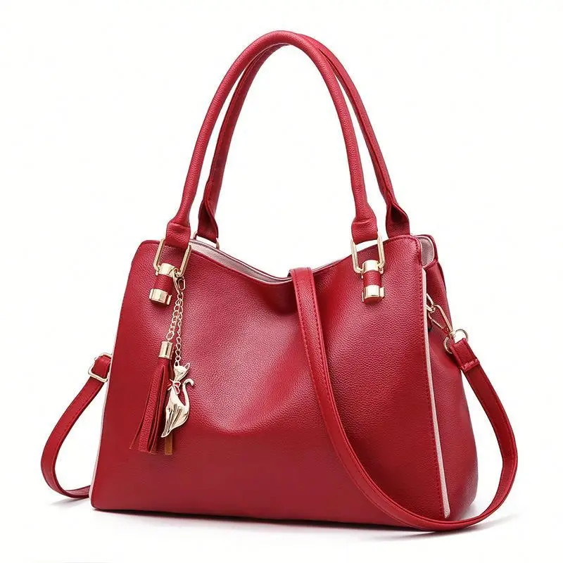

Popular Ladies Elegant Pu Leather Tassel Hand Bags Fashion Crossbody Tote Shoulder Bag for Women