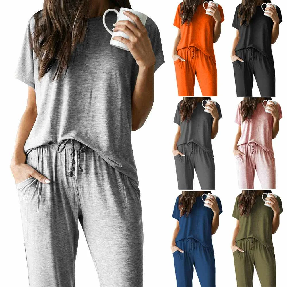 

Quality Spring And Summer Suit New Product Round Neck Casual Short Sleeve Casual Suit, Picture color