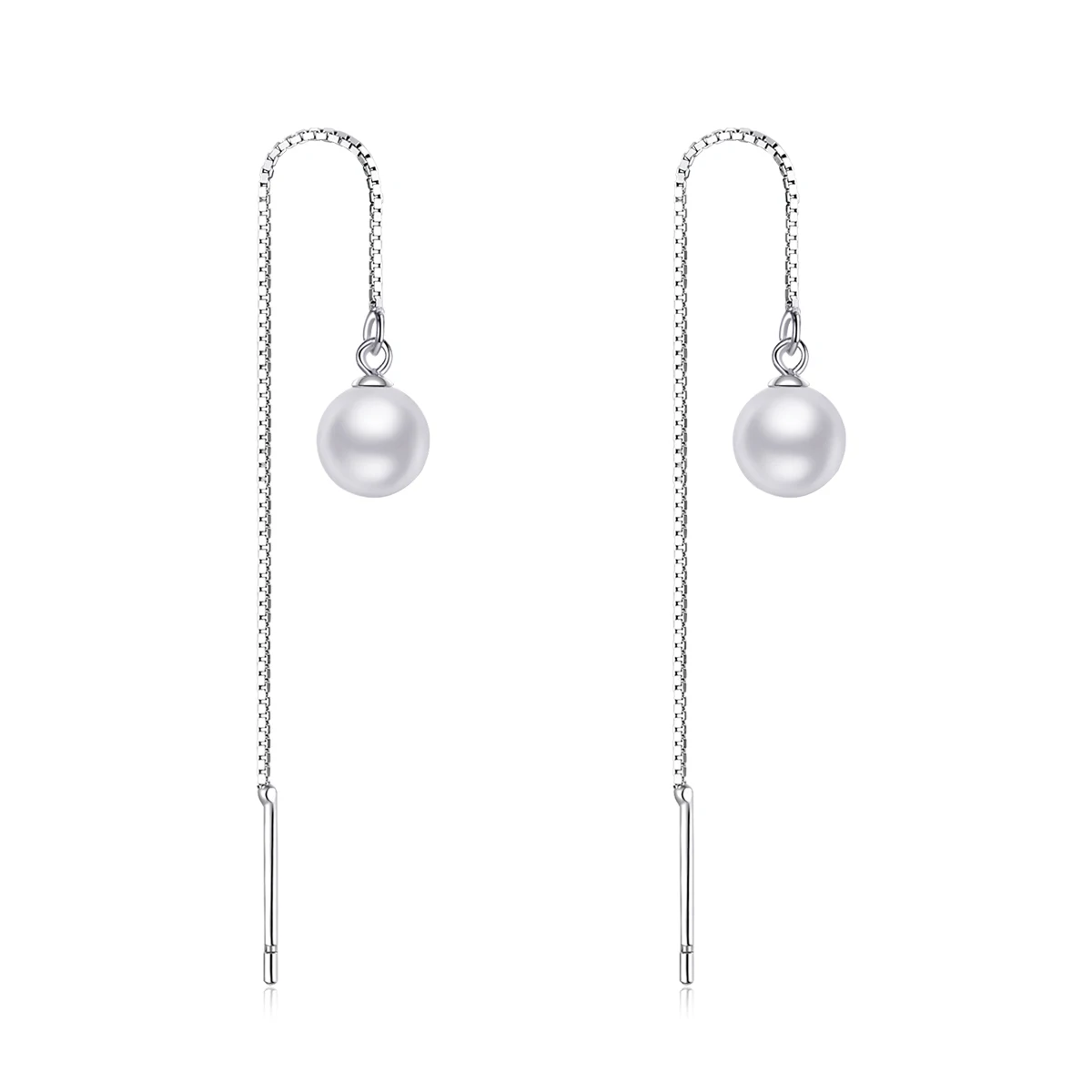 

SCE878-B Latest design silver earrings jewelry 925 sterling silver long tassel ear cords pearl drop earring