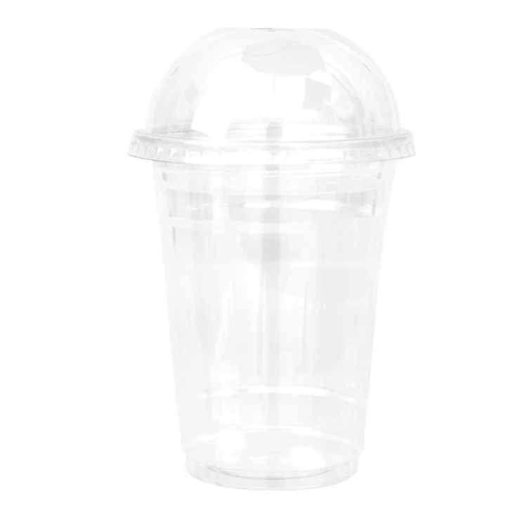 

Factory Price Transparent Disposable Pet Beverage Pearl Milk Tea Plastic Juice Cup With Dome Or Flat Lids, Customized color