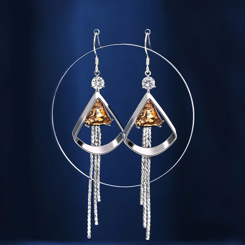 

A variety of styles Rhinestone Crystal Tassel Silver Earrings Hoop