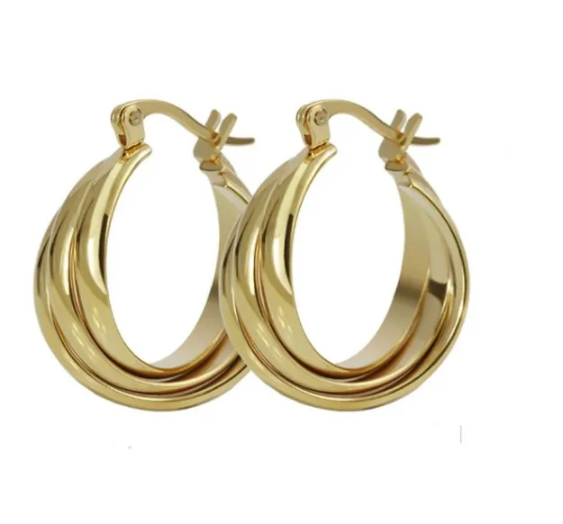 

2021 New Design 18K Gold Plated Women's Earring Jewelry Stainless Steel Elegant Ear Hoop Earrings