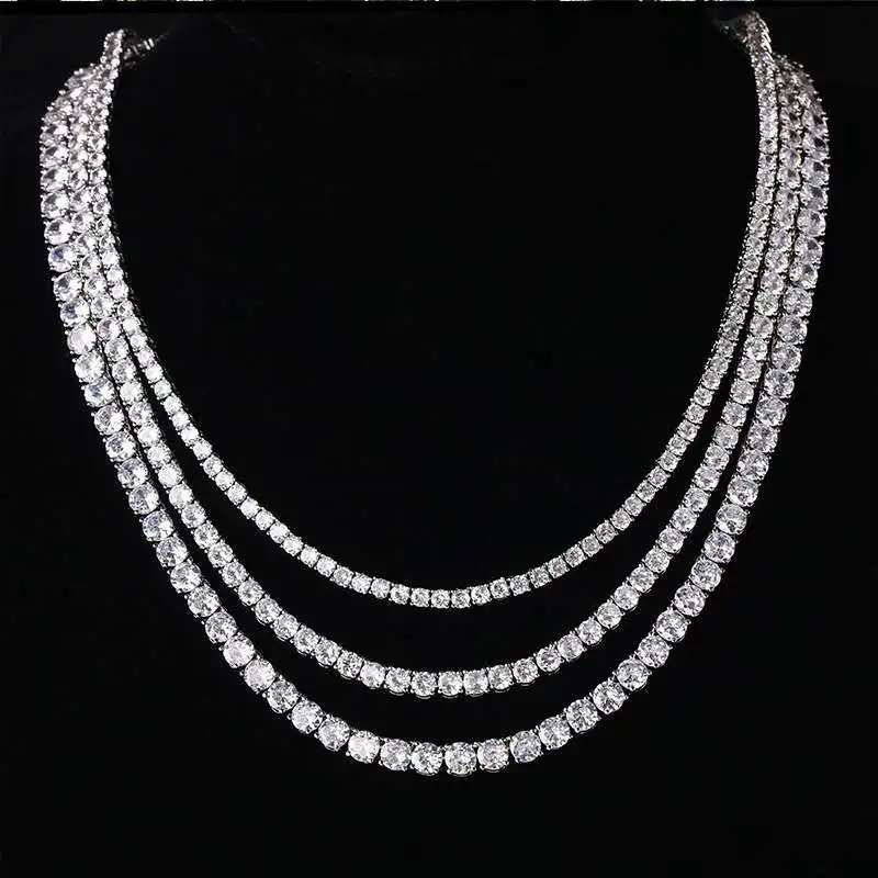 

Hip Hop 14k 18k Gold Plated Stainless Steel Mens CZ Diamond Necklace Iced Out Tennis Chain