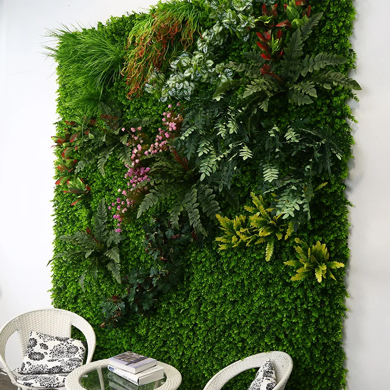 

Waterproof Green Foliage Background Decor Wall Covering Live Plants Lawn Preserved Vertical Garden Artificial Green Wall