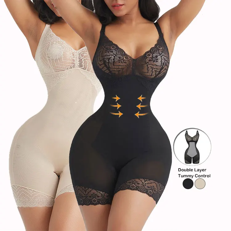 

One Pice Lace Spice Tummy Control Slimming Bodysuits For Women Butt Lift Leggings Body Shaper, As shown