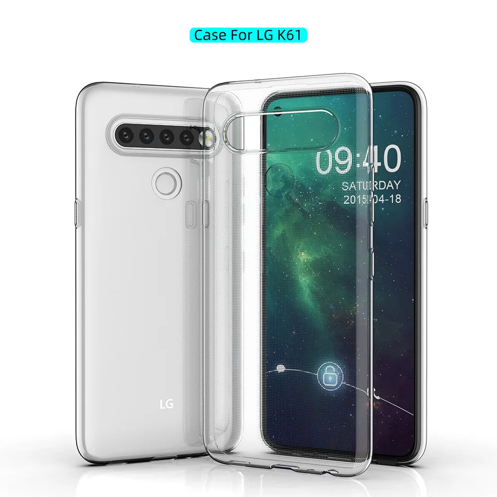 

0.8MM Soft Mobile Cell Phone Clear Back Cover For LG K61 Tpu Case, Transparent