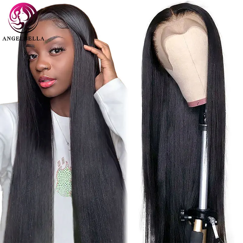 

Vendor Hd Transparent Swiss Lace Front Wig Human Hair Lace Frontal Wig Straight Glueless Brazilian 100% Virgin Full Lace Wig