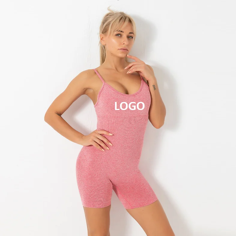 

New Arrival Fashion Sexy Sleeveless Spandex Rompers Custom Adult One Piece Bodycon Short Yoga Jumpsuit