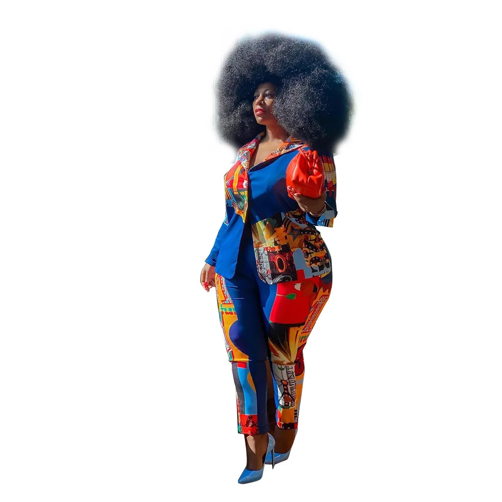 

printing plus size 2020 Fashion fall /winter clothing printed two-piece suit women