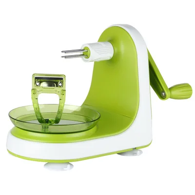 

T142 Hand-cranked Clipping Fruit Cutter Kitchen Gadgets Apple Peeler Slicer Multifunction Manual Fruit Peeler Machine, White + green