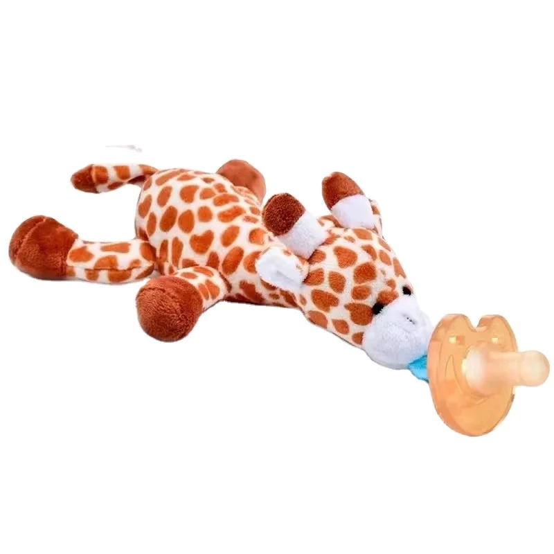 

Baby Silicone ring Pacifier With Animal Plush Toy pacifiers toy with cover