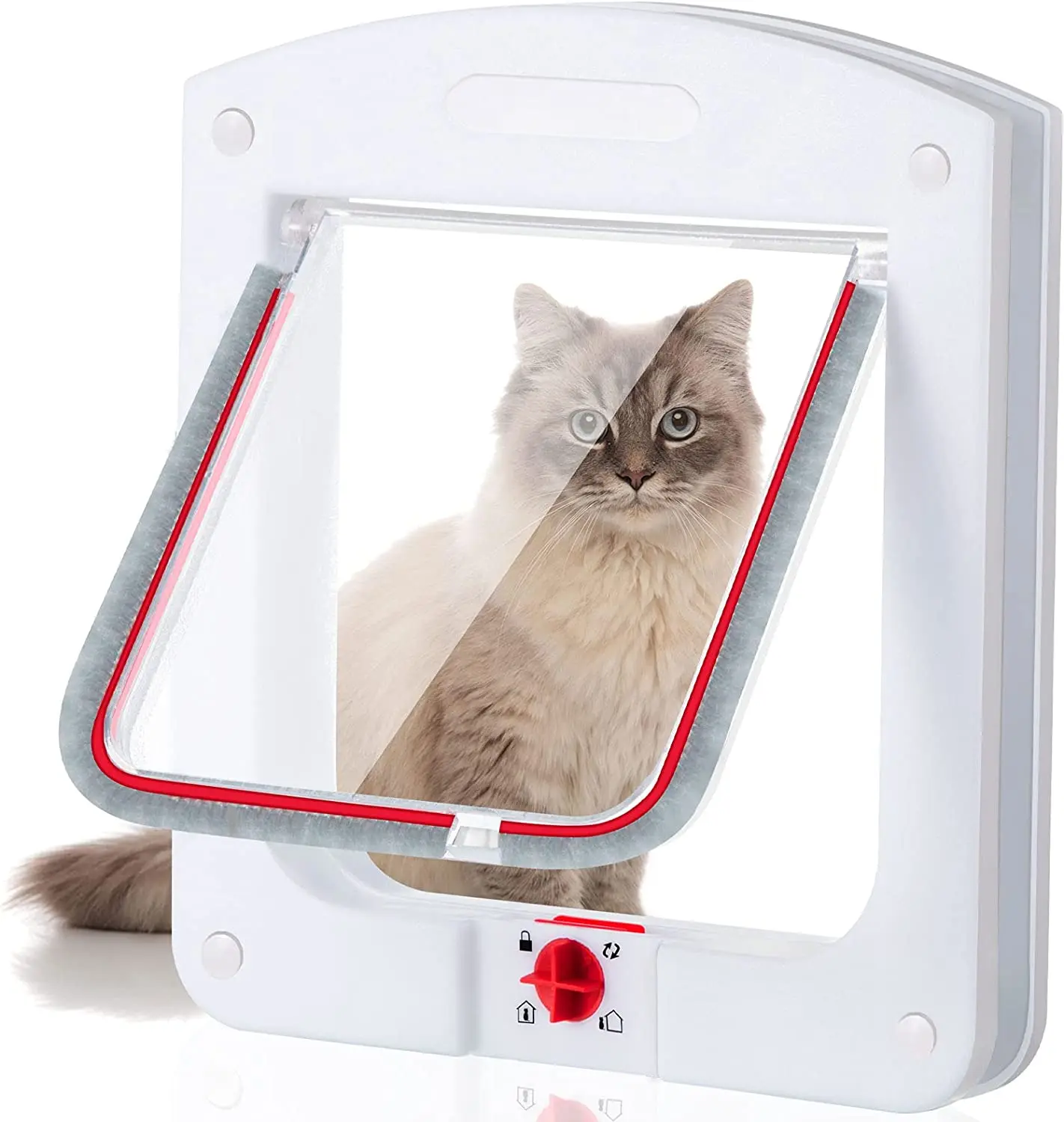 

Easy Installation 8.6 Inches Pet Cat Door 4 Way Locking Cat Flap for Interior Exterior