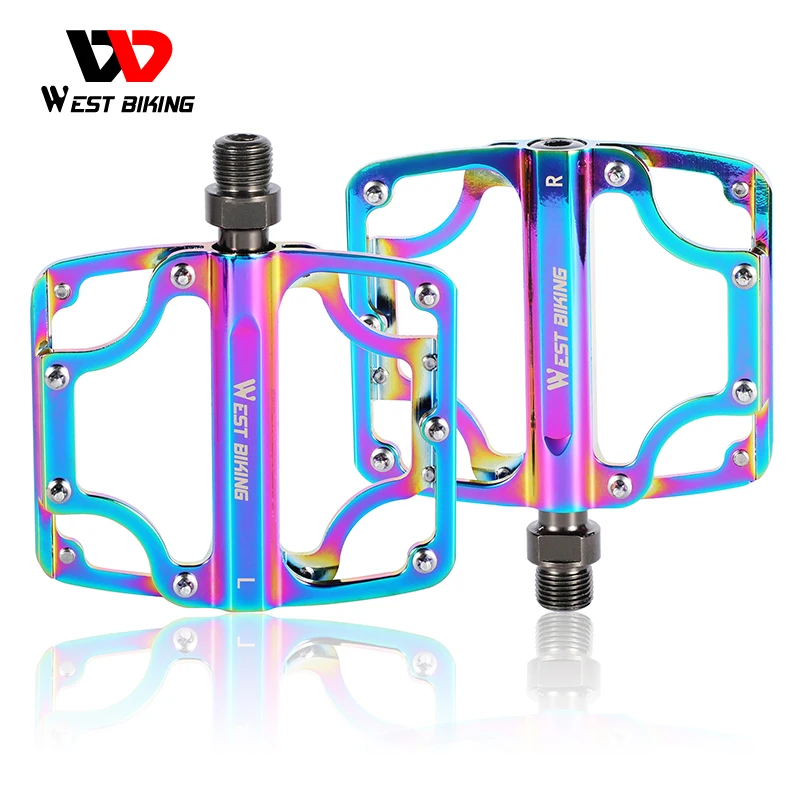 

WESTBIKING Colorful Mountain Alumin Road Bike Powermeter Cycling Parts Bicycle Pedal Strap Bike Wrench Cycling Mtb Bicycle Pedal
