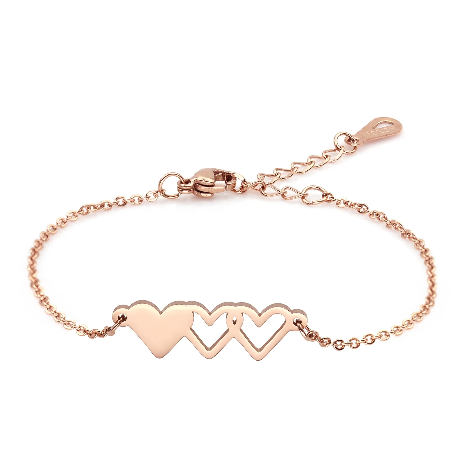 

Fashion sister Bracelets For Women Charm Peach heart Chain Bracelets Jewelry Gift, Rose gold