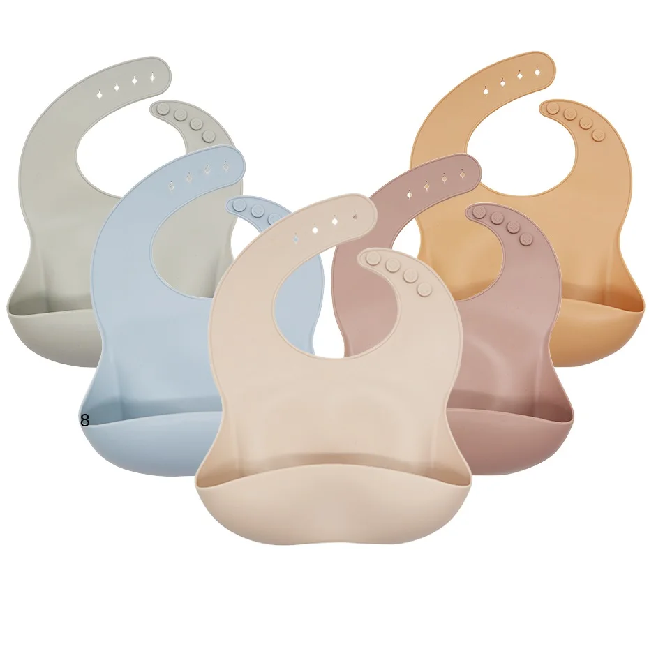 

Amazon hot sale 2020 feeding baby silicone bib, 10 colors stock & pantone oem
