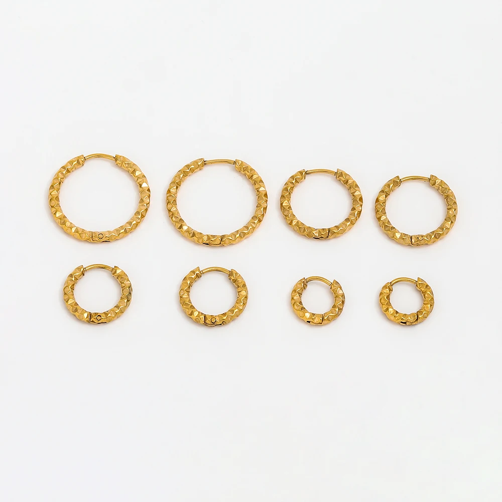 Joolim 18K Gold Plated Meteor Crater Hammered  Texture Tarnish Free Waterproof Stainless Steel Earrings Fashion Jewelry