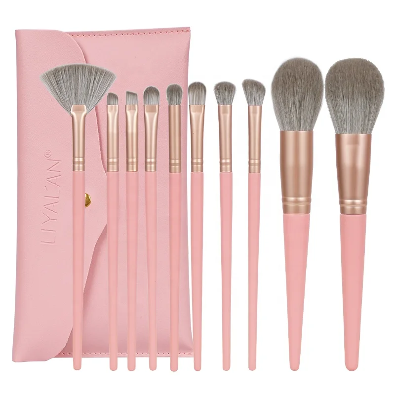 

Custom LOGO Vegan Makeup Brushes Private Label Pink Foundation Makeup Brush Set