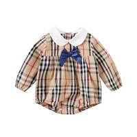 

Wholesale Casual Baby Girl Romper Girl Plaid Onesie for Autumn Baby Onesie