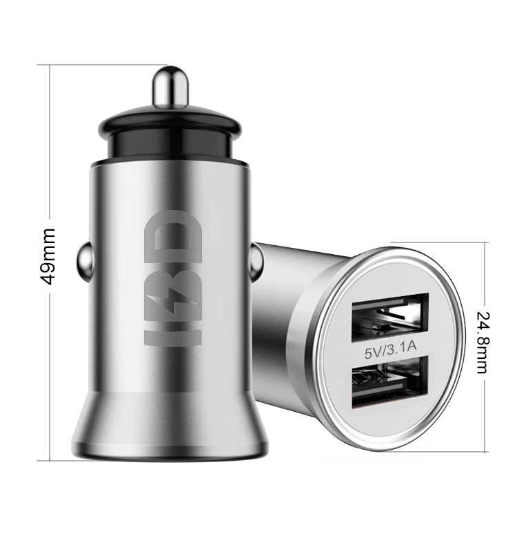 

3.1A Car Charger Display Built In Car Mobile Charger Usb Port, Black