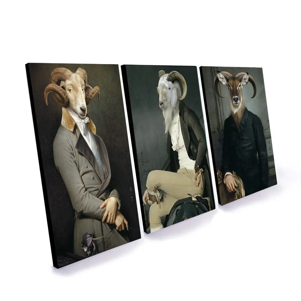 

Nordic Retro Earl Goat Classical Canvas Art Posters and Prints Animal Wall Art Oil Painting Home Decorative Pictures Cuadros