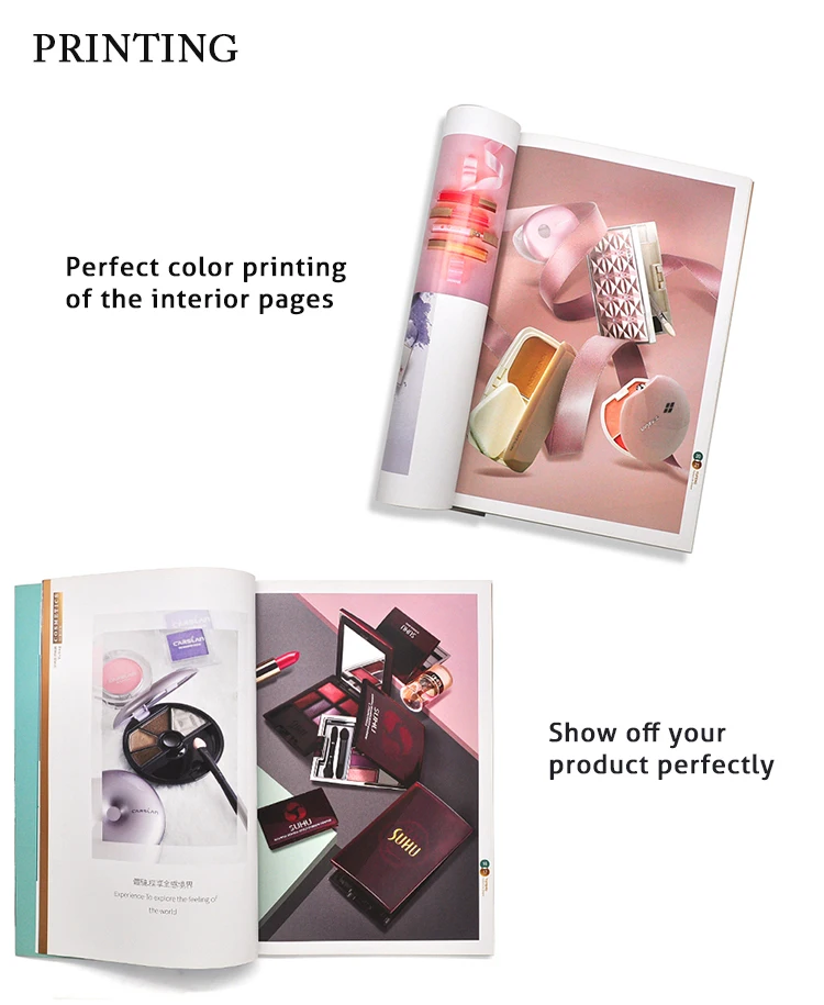 Fashion Design OEM Full Color Printing A4&A5 Cosmetic Advertising Catalogue Magazine Booklets Paper Paperboard Printing Service factory
