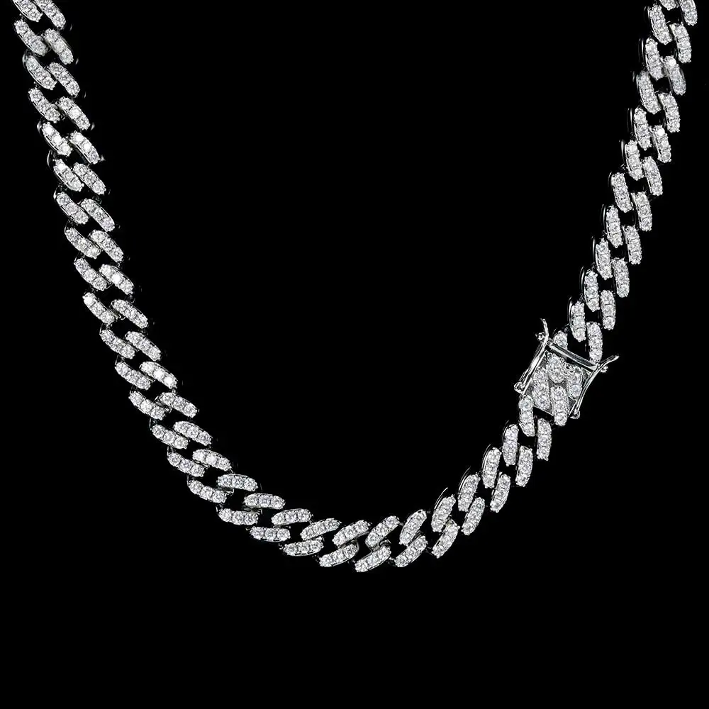 NUOYA Unisex Iced Out Zircon Necklace Cuban Link Chain Gold Plated Hip Hop Jewelry 9mm Diamond Chain for Men and Women