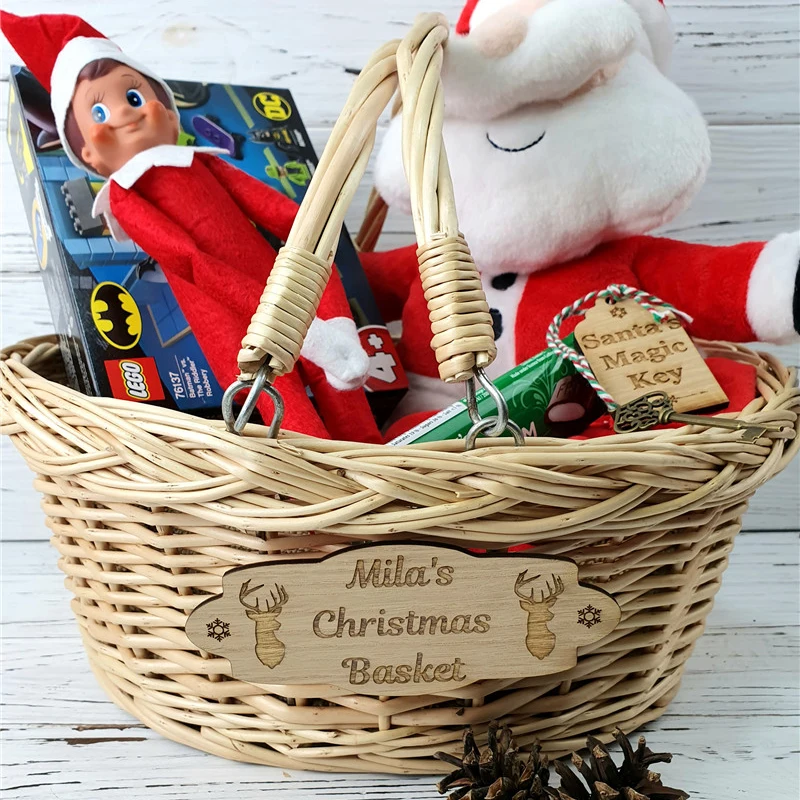 
Kids Empty Woven Wicker Gift Hamper Christmas storage Basket 