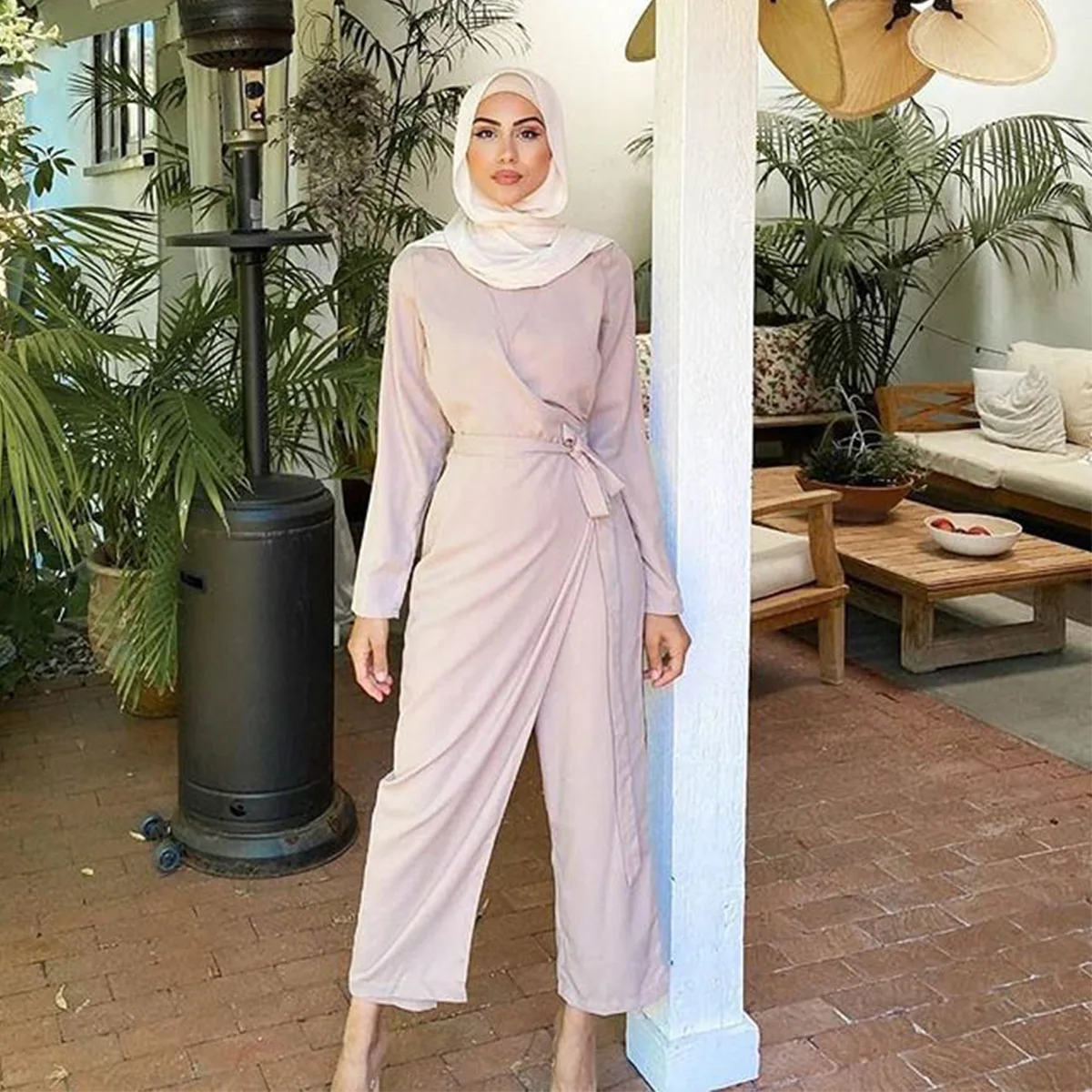 

Yibaoli Manufacturer muslim clothes women from china 2021 islamic clothing muslim jumpsuit, Apricot, white, light blue, black