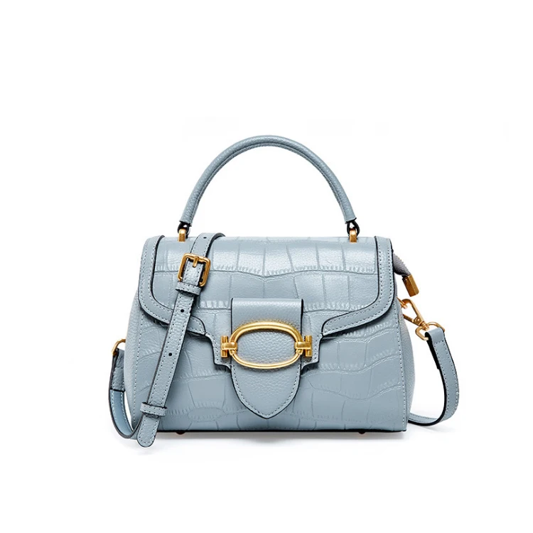 

Hot Selling 2021 Genuine Leather Handbag Pure Color Handbags With