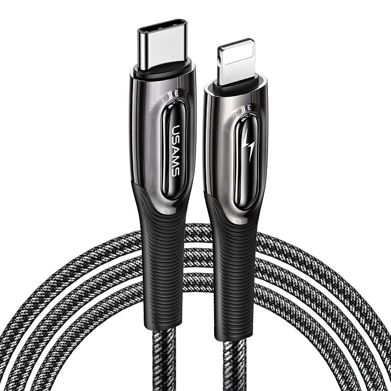 

USAMS SJ496 USB Type C to Lighting PD 20W Fast Charging Data Cable for iPhone, Black