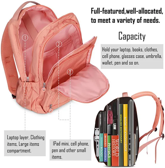 Customized School Backpack Student Casual Daypack Laptop Backpack Fits 15.6 inches