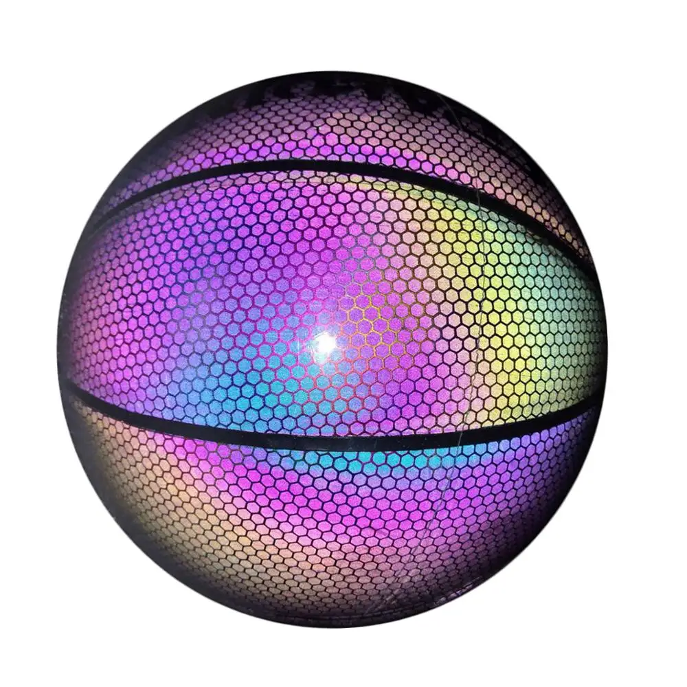 

2020 new popular Custom size 7 reflect light in dark glow in dark reflective basketball