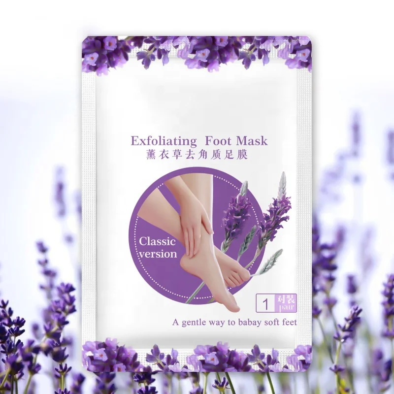 

Wholesales Moisturizing Exfoliating Footmask Socks Private Label Lavender Feet Peeling Foot Skin Care Mask