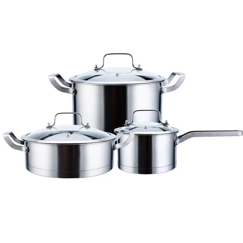 

High Quality stainless steel induction or gas kitchen cooking pot pans frying pan cookware set casserole insulated