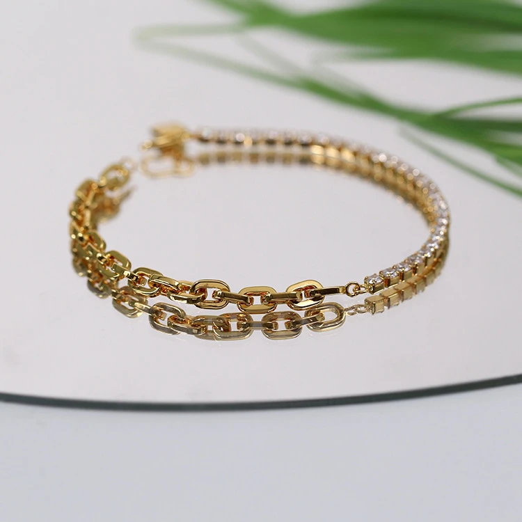 

Aimgal A1 Trendy simple full diamond chain stitching overlapping bracelet for women